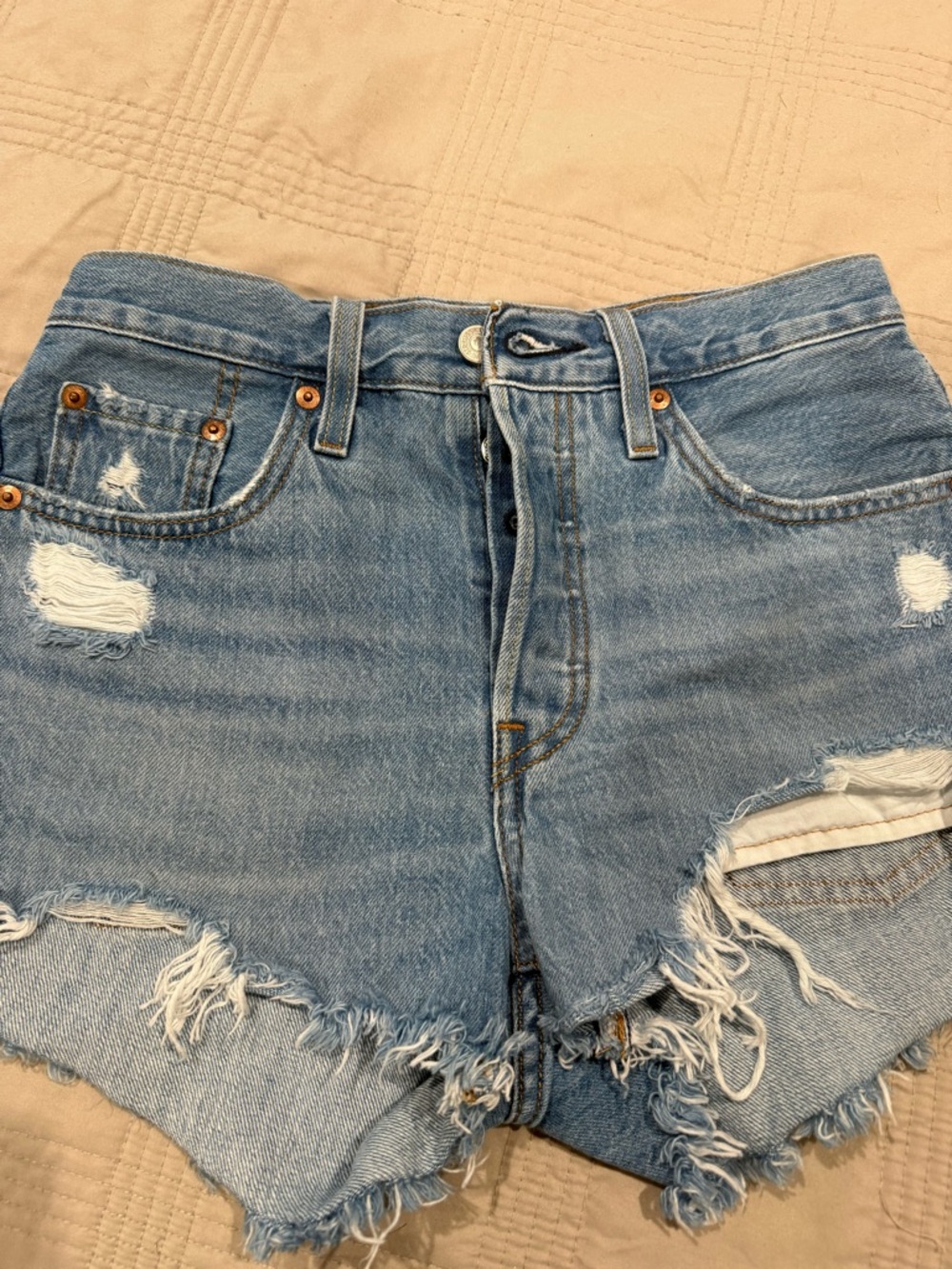 Levi's Light Blue Distressed Denim Cutoff Shorts